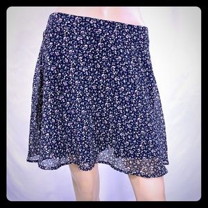 Forever 21 Skater Skirt: Navy Chiffon
